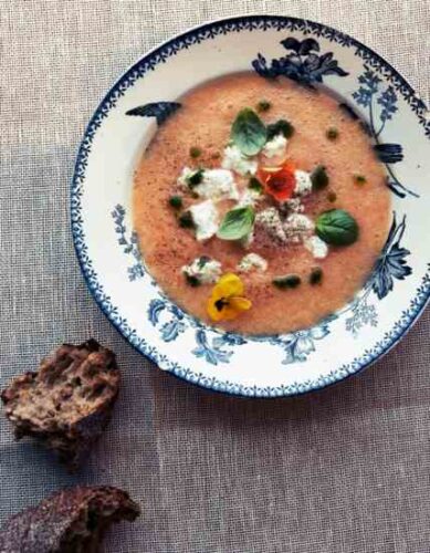 Cantaloupe Soup With Goat Cheese and Basil Oil Recipe